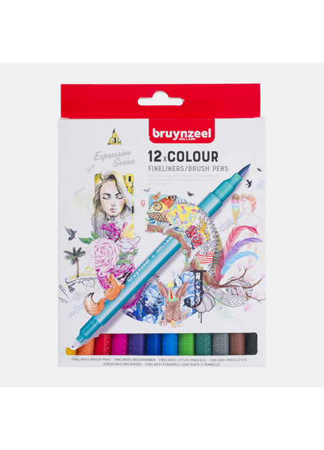 BR FINELINER/BRUSHPEN SET 12