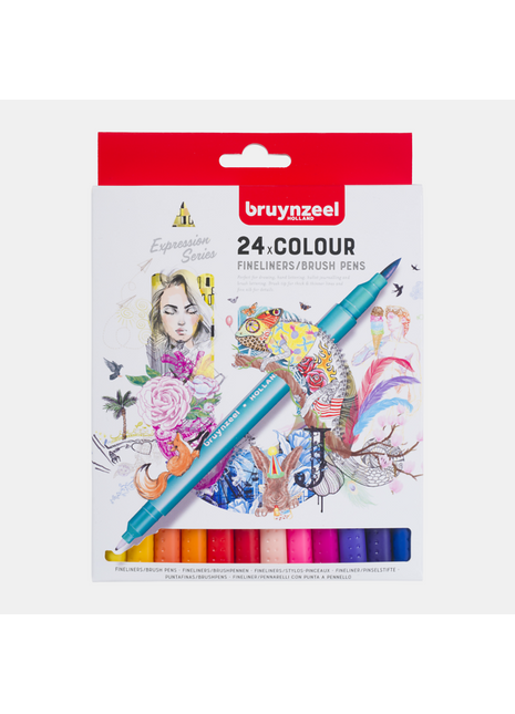 BR FINELINER/BRUSHPEN SET 24