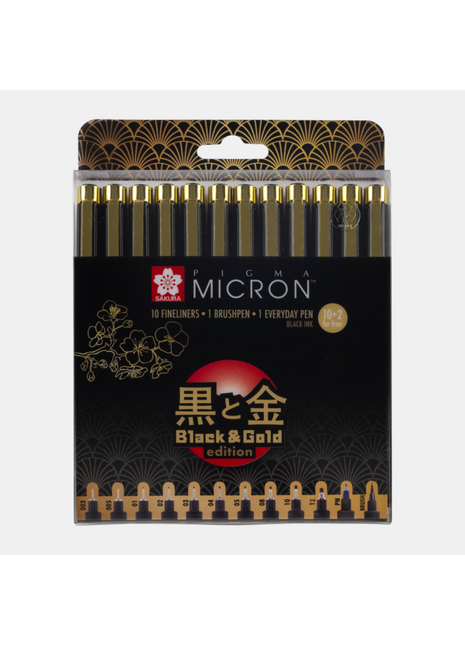 SK PIGMA MICRON BLACK&GOLD SET 12