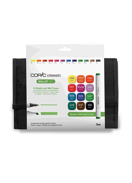 COPIC CLASSIC Wallet SET da 12 - Bright and Mid Tones
