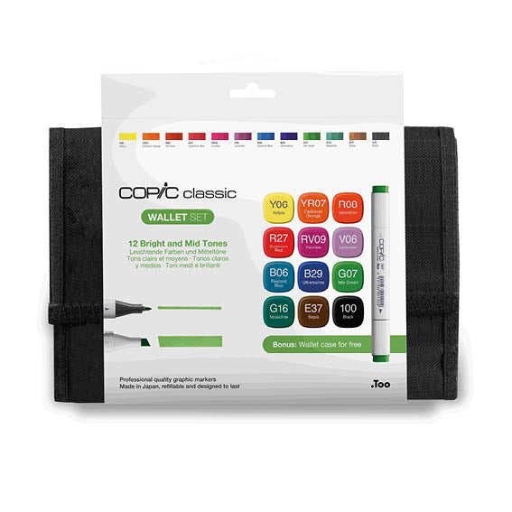 COPIC CLASSIC Wallet SET da 12 - Bright and Mid Tones