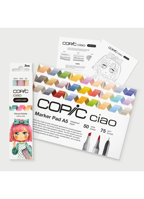 COPIC CIAO Starter SET LAYER & MIX - VIBRANT - Selezione MANGA