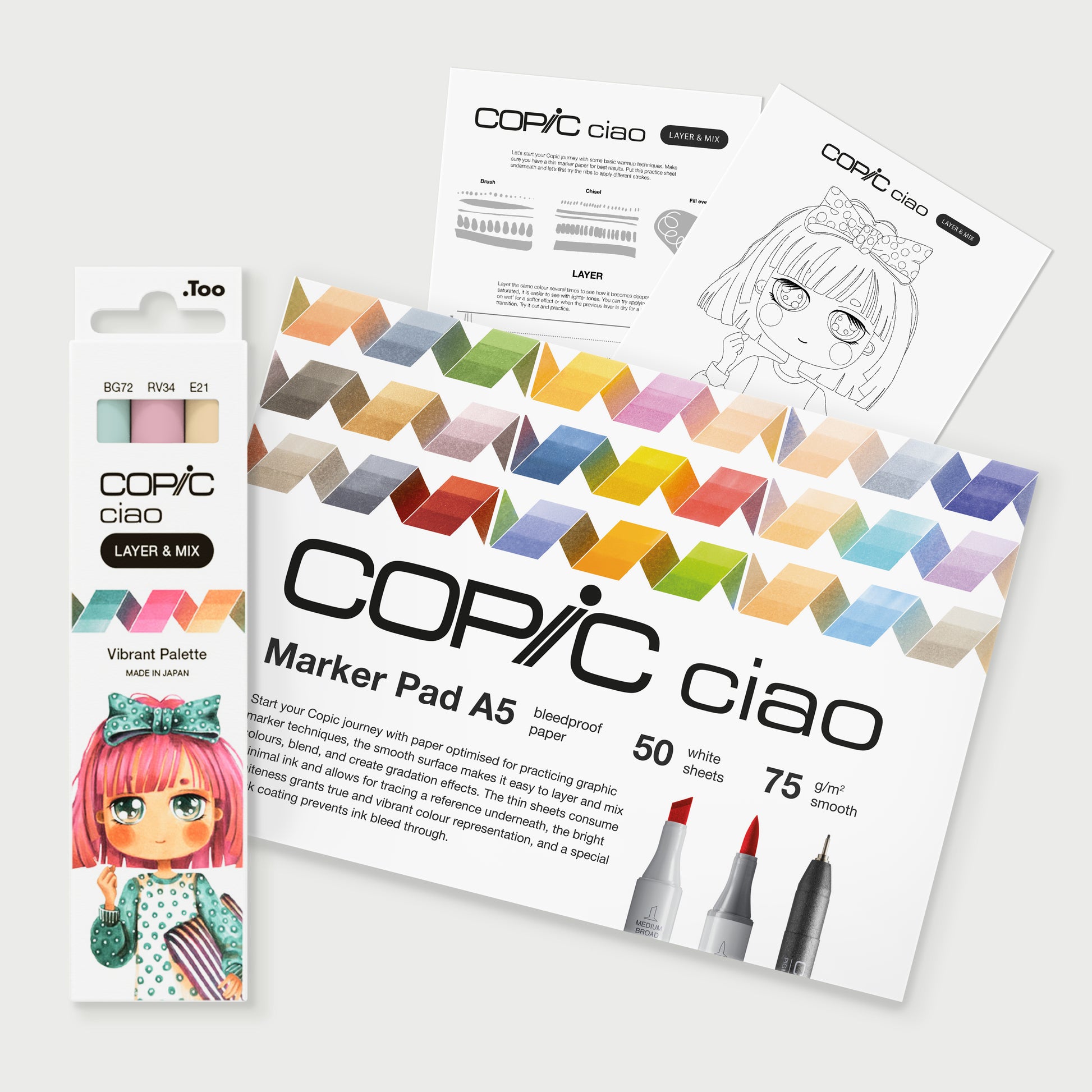 COPIC CIAO Starter SET LAYER & MIX - VIBRANT - Selezione MANGA