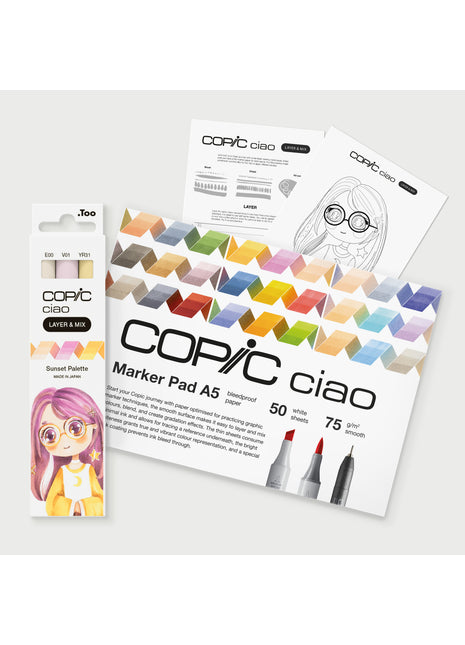 COPIC CIAO Starter SET LAYER & MIX - SUNSET - Selezione MANGA