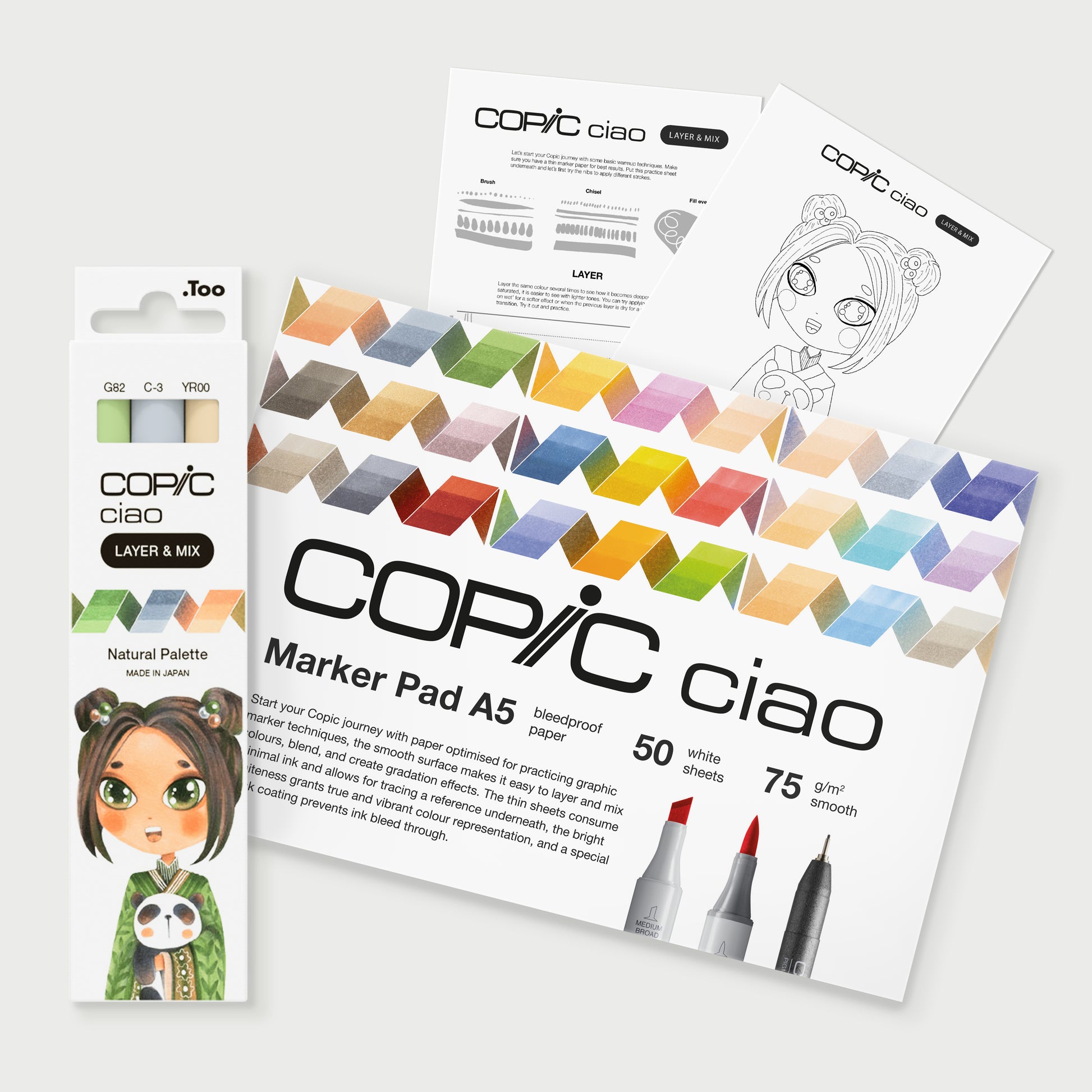 COPIC CIAO Starter SET LAYER & MIX - NATURAL - Selezione MANGA