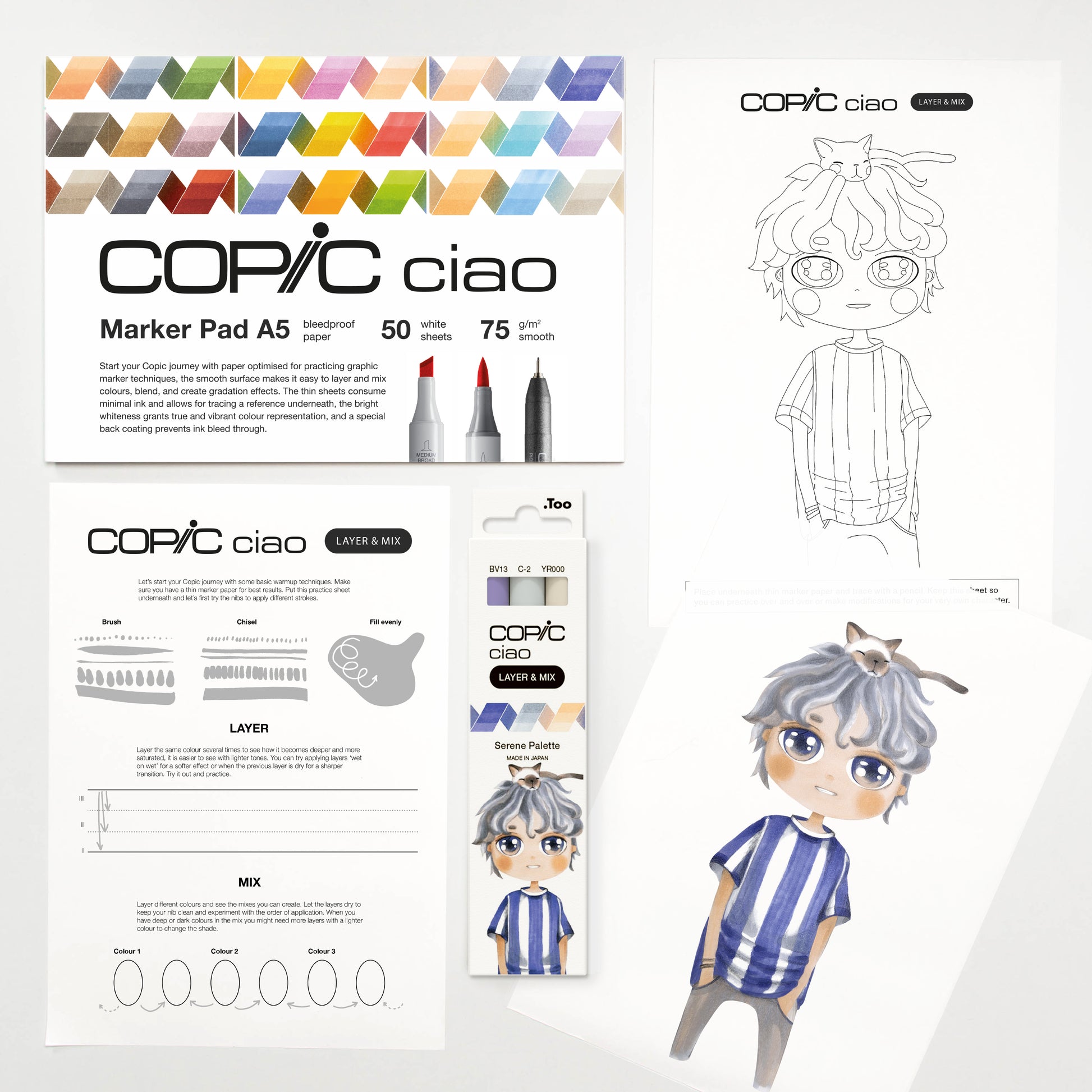 COPIC CIAO Starter SET LAYER & MIX - SERENE - Selezione MANGA