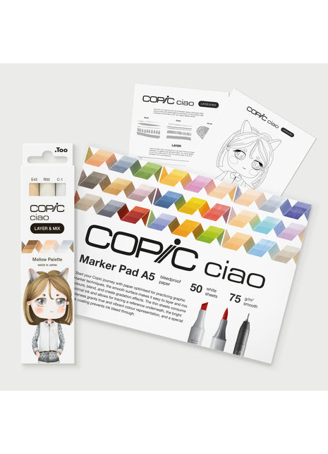 COPIC CIAO Starter SET LAYER & MIX - MELLOW - Selezione MANGA