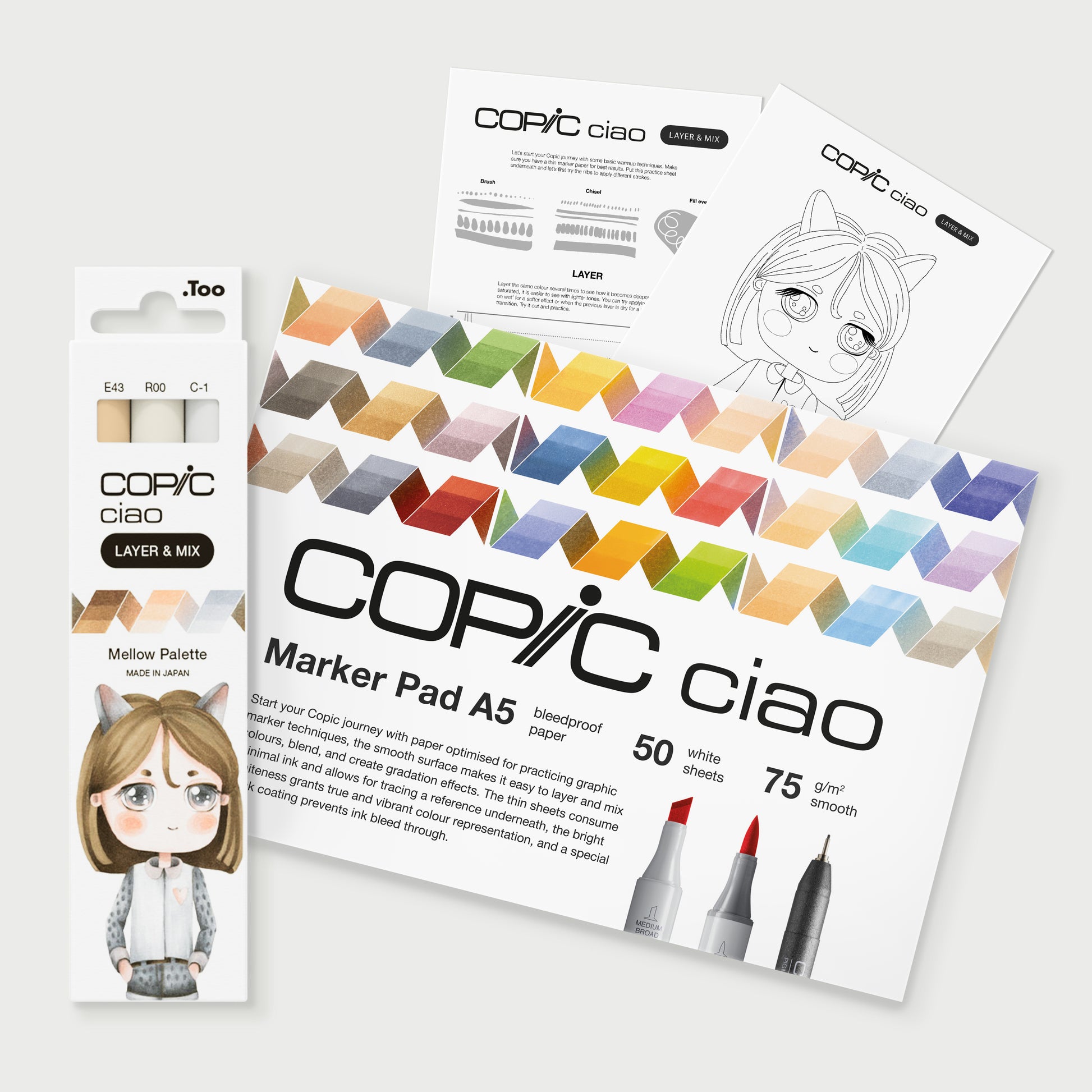 COPIC CIAO Starter SET LAYER & MIX - MELLOW - Selezione MANGA