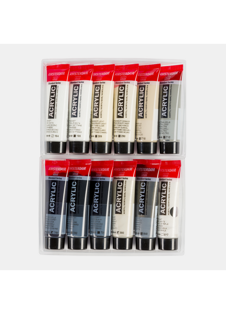 AMSTERDAM COLORI ACRILICI 12X20ML GRIGI