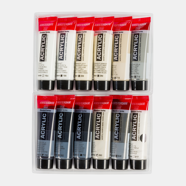 AMSTERDAM COLORI ACRILICI 12X20ML GRIGI