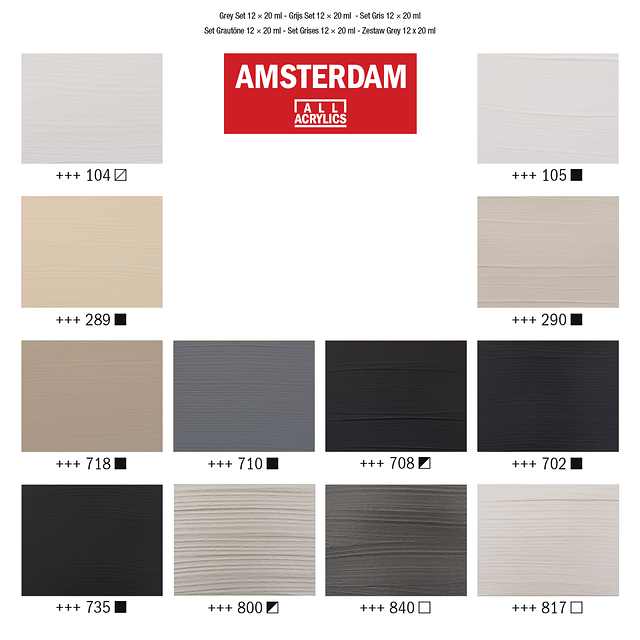 AMSTERDAM COLORI ACRILICI 12X20ML GRIGI