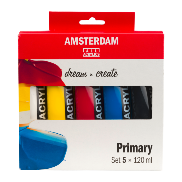 AMSTERDAM COLORI ACRILICI 5X120ML PRIMARY