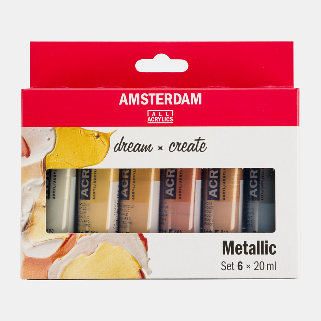 AMSTERDAM COLORI ACRILICI 6X20ML METALLICI