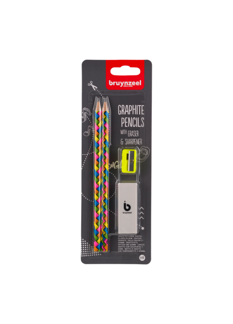 BR MATITE GRAFITE NEON SET 2 GOMMA+TEMPERINO