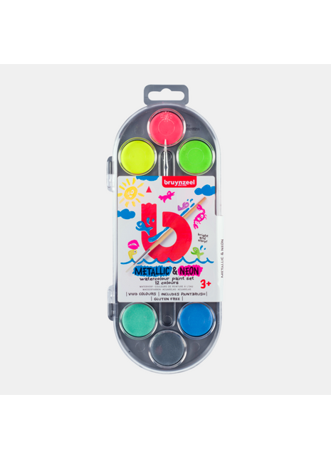BR PITTURA AD ACQUERELLO SET NEON&METALLIC