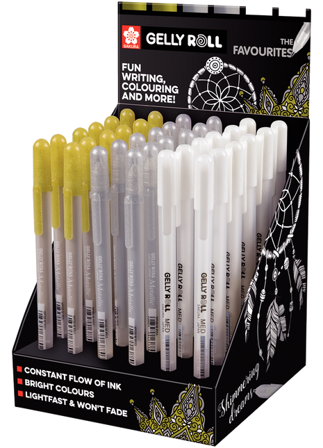 SK ESPOSITORE GELLY ROLL ORO, AGENTO, BIANCO 36