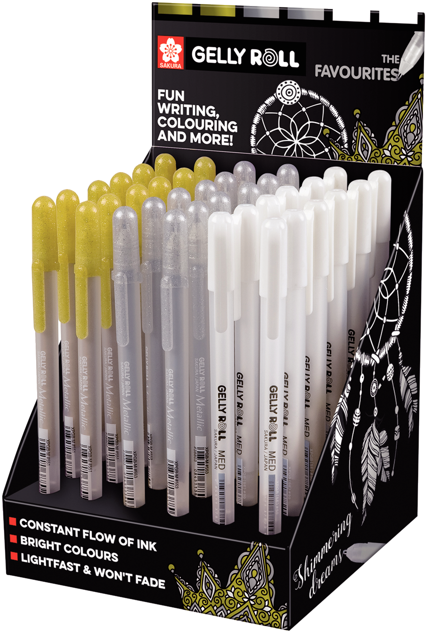 SK ESPOSITORE GELLY ROLL ORO, AGENTO, BIANCO 36