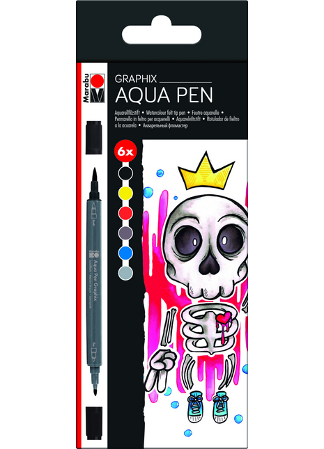 MA AQUA PEN GRAPHIX SET 6 BUBBLEGUM