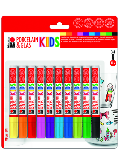 MA KIDS COLORI PER VETRO E CERAMICA SET 10
