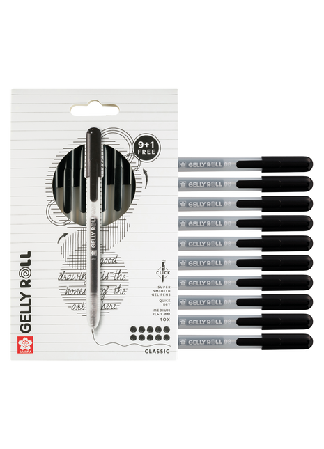 SK GELLY ROLL RETRATTILE CLASSIC NERO SET 10