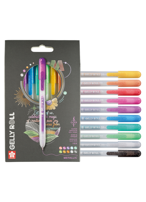 SK GELLY ROLL RETRATTILE METALLIC SET 10