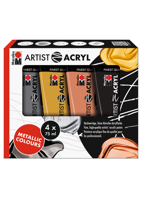 MA ARTIST ACRYL 4 X 75 ML METALLIC